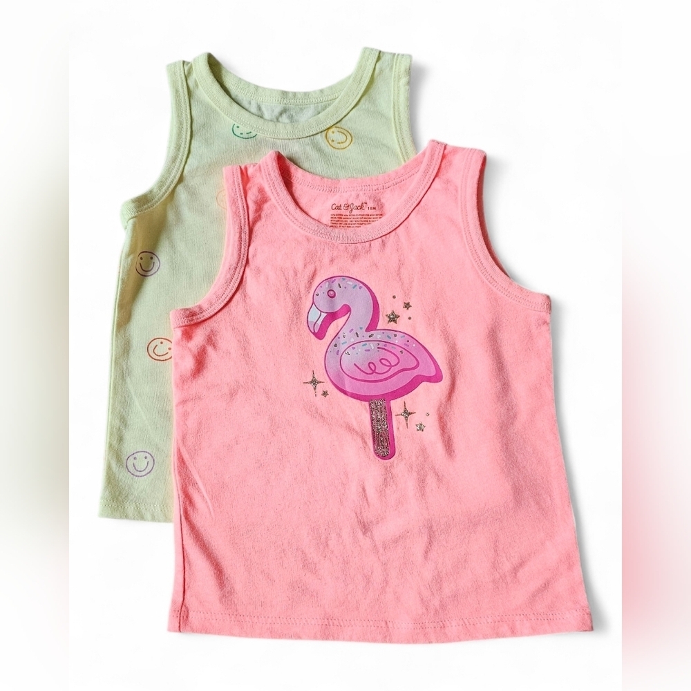 Cat & Jack Kids' Pink and Green Tank Tops
